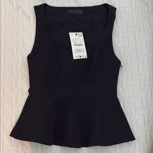 Zara Black Sleeveless Peplum Tank Top